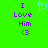 Green background with purple text "I Love Him <3" and a light blue pixelated heart symbol above the text.