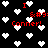 Black background with scattered white pixelated hearts and red text reading "I &amp;#9: Conner!" in multiple positions.