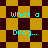 Pixelated text 'what a Drag...' in cyan on alternating yellow and dark brown checkered background with visible animation distortion.