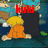 Pixelated anime-style character in orange pants and black top with yellow hair, shown across four with changing red text overlays