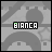 pixelated icons with the text 'BIANCA' displayed in green, each showing a different animation state against a gray background with faint circular patterns
