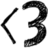 Black <3 symbols on white background with one gray square in bottom-right corner, displayed