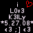 Pixelated text and symbols on black background with red heart above 'i' characters, showing 'LOv3', 'K3ILY', and date '5.27.08' with smiley faces.