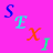 A 48x48 pixel animated contact sheet showing three frames of a pink background with scattered colorful letters spelling 'SEX' and 'I', each frame displaying different color variations of the text.