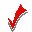 Red checkmark with gray outline in various sizes and orientations on white background.