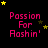 Black background with pink text 'Passion For Rashin'' and yellow/gold stars in various positions
