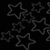 Black background with multiple gray outlined stars scattered across the image, some overlapping.