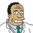A 3x2 contact sheet of a pixelated animated icon featuring Dr. Hibbert from The Simpsons and the text "The Simpsons Movie" with pink donut-shaped letters, displayed on a gray transparency background.