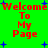 Green background with red text reading "Welcome To My Page" and blue star shapes scattered across the image.