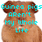 A four- pixelated image of a brown guinea pig with cyan text overlays