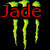 Green claw marks on black background with text fragments 'Jade', 'Is', 'My', 'Adrenaline', 'Rush' in red, white, and gray fonts.