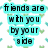 Pixelated text-based buddy icon with multiple color-coded phrases arranged in a , featuring heart and circle motifs on white background
