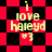 Pixelated icon with red and black background patterns and yellow text reading "i love haleyd" with a heart symbol.