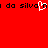Red background with black pixelated text 'da silva' and a white heart-shaped animation replacing the letter 'o' in 'silva'.