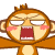 Animated sequence of cartoon monkey faces with varying expressions, showing progression from normal to distressed states with visible injuries.