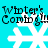 Pixelated text and snowflakes on a cyan background with visible animation changes across frames.