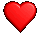 Red heart-shaped icons in various sizes and orientations displayed in a against a gray background