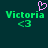 Green text 'Victoria' with '<3' below it on dark teal background, pink pixelated heart above left 'Victoria'.