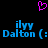 A static digital image with a black background, featuring blue pixelated text and a pink heart symbol above it.