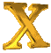 Golden X-shaped icons in various sizes and angles on a gray background, with some appearing larger or more detailed than others.