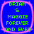 Four identical pixelated blue squares with pink borders display green text reading "BRIAN & MAGGIE FOREVER AND EVER" in a