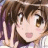 Pixelated anime-style character face with brown hair, large eyes, and pink cheeks in a static 48x48 icon format.