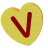A heart-shaped object with a red 'V' symbol rotates through multiple angles against a gray background.