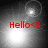 Red 'Hello<3' text overlaid on grayscale gradient background with shifting bright light spots and faint circular outlines.