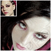 identical small images showing a person with dark hair, light skin, and pink lips in close-up view