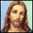 Pixelated image of a figure with long brown hair and beard against light blue background, showing sequential changes in facial features and text overlays.