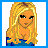 Pixel art contact sheet of a blonde cartoon character in blue crop top and silver pants with text frames showing "i make Boys Stutter" and "da da DAMN!"