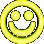 Yellow circular smiley face icons with green outlines arranged in a vertical , each icon showing different rotation angles and perspective views against gray background