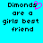 Pixelated text on cyan background with pink heart symbol replacing 's' in 'Dimonds' on left side.