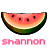 Pixelated watermelon slice with pink text below on white background, static image.