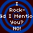 Four identical circular blue spiral patterns on dark brown background with white text reading "I Rock-Did I Mention You? NO!" in pixelated font.