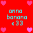 Red background with repeated cyan text 'anna banana <33' and pink heart icons arranged in a pattern