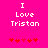 Pixelated text on bright pink background with red heart symbols below, showing two animation frames where hearts shift position.