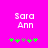 Pixelated text 'Sara Ann' on bright pink background with green and gray star-like symbols below.