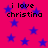 A static image with a bright pink background filled with scattered blue stars and repeated text "i love christina" in black pixelated font.