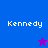 Four display 'Kennedy' text with star icons; top-left and bottom-right stars are purple, top-right and bottom-left stars are blue