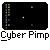 Animated sequence showing a small window with text changes and a smiley face, set against a dark background with colored dots.
