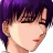 Pixelated anime-style character with purple hair and closed eyes on left, next to black background with white text "Anime IM" above smaller cursive "com" on right.