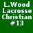 Four identical pixelated text on green backgrounds with white text reading L.Wood Lacrosse Christian #13