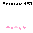 Pixelated text 'BrookeM51' appears above two of pink heart icons on a white background