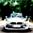 Animated contact sheet showing two frames of a white BMW car icon with yellow headlights, green foliage background, and Coolbuddy.com text on the right side.