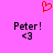 A static image with a bright pink background featuring two identical text blocks and a red pixelated heart above them.