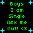 Green pixelated text on black background with blue starbursts, displaying 'Boys I am Single Ask me Out! <3' in two identical vertical
