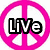 A pink peace symbol with 'LiVe' text overlaid on a white background, next to a rainbow-colored hand holding a microphone with 'YoUr' text, and a multicolored abstract pattern with 'LiFe' text.