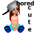 Pixel art buddy icon of a girl with gray hair and pink top sitting on blue wheels, displayed in two animation frames side-by-side.
