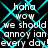 Black background with cyan diamond-shaped lines forming a pattern, overlaid with white text reading "haha wow we should annoy ian every day!" in a pixelated font